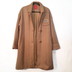 Classic Tan Herringbone Wool-Blend High Quality Coat for Women Size: 160/84A (S)